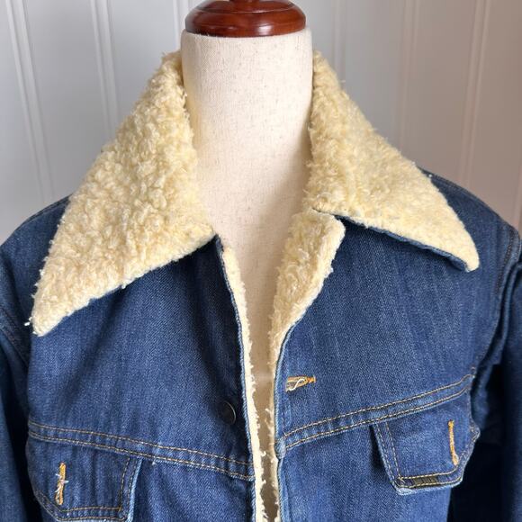 Vintage 70s/80s Roe Buck Sherpa Denim Jacket 44R - Picture 3 of 8